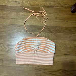 Striped Orange and White Halter Top